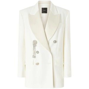 Pinko Tailored Double-Breasted Blazer With Decorative Brooches - NWT
